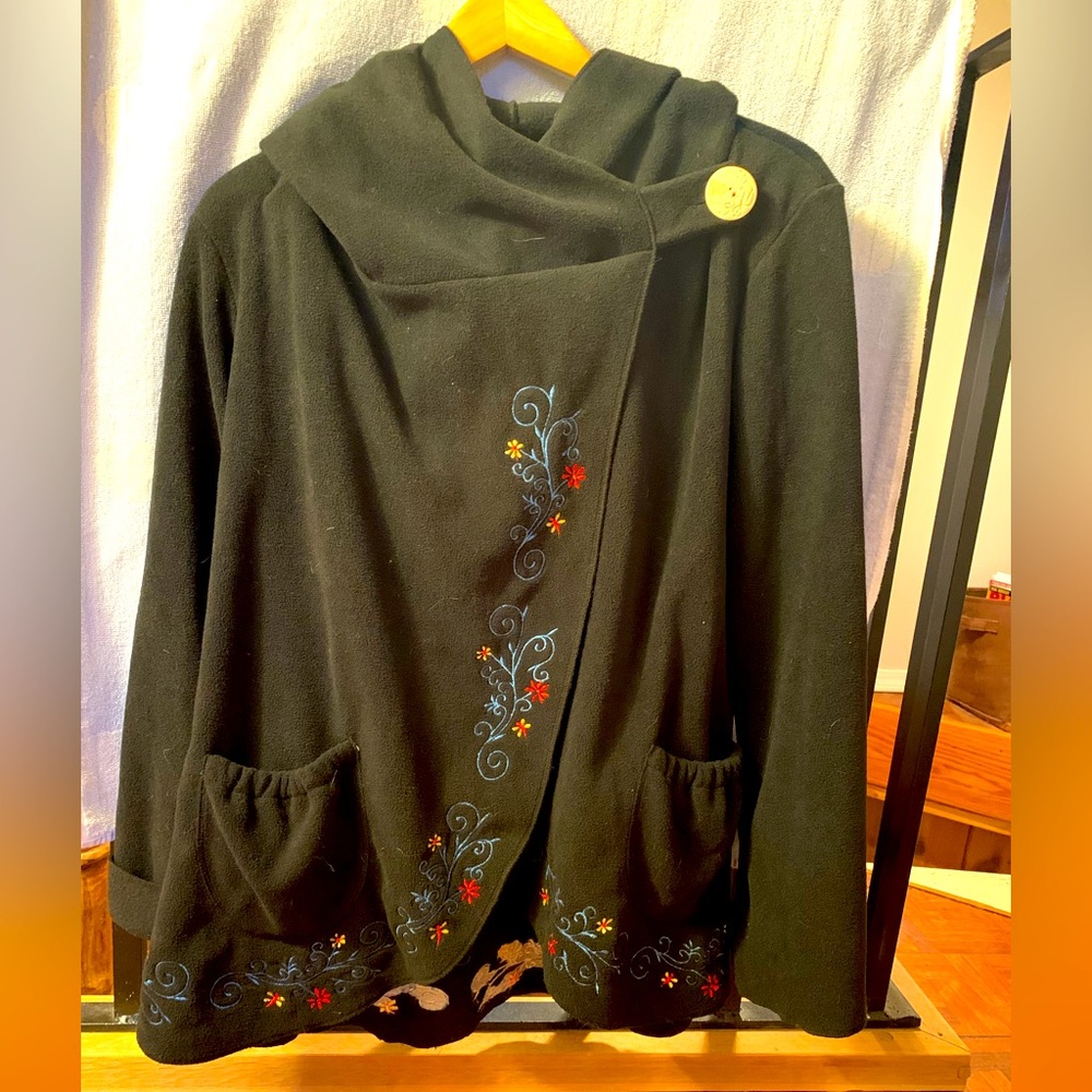 Embroidered fleece hoodie